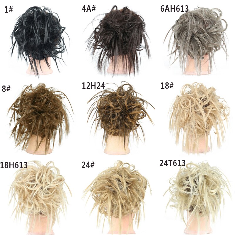 FEELSI 7 Zoll Chaotisch lockige Chignon haar brötchen Elastischen Band Haar brötchen Lockige Scrunchie haar Hochsteckfrisur Abdeckung Synthetische Haarteil für frauen
