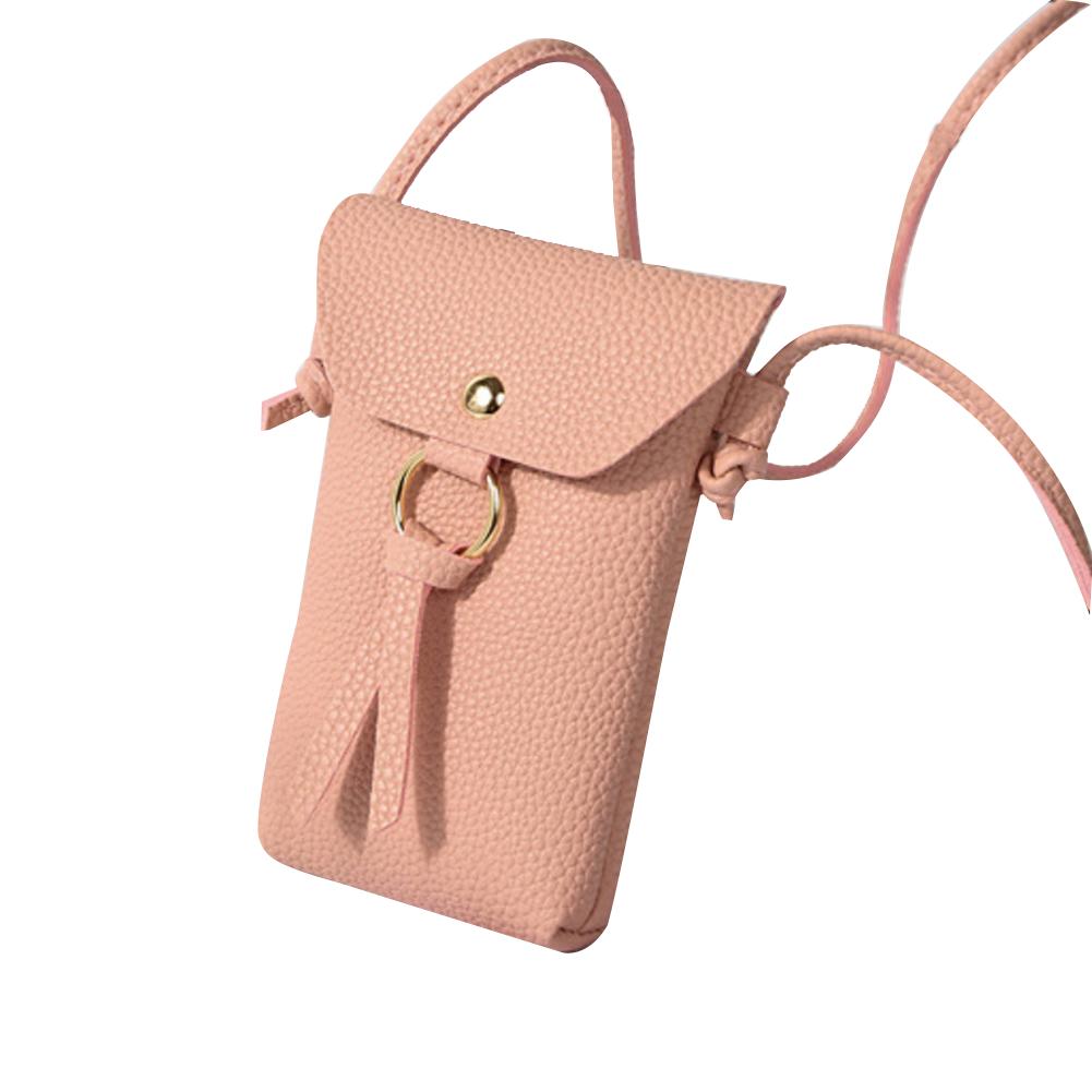 Square Vertical Phone Bag Women's Messenger Bag Multifunctional Sports Arm Single Shoulder Solid Hanging Neck Purse Mini Bag: Pink