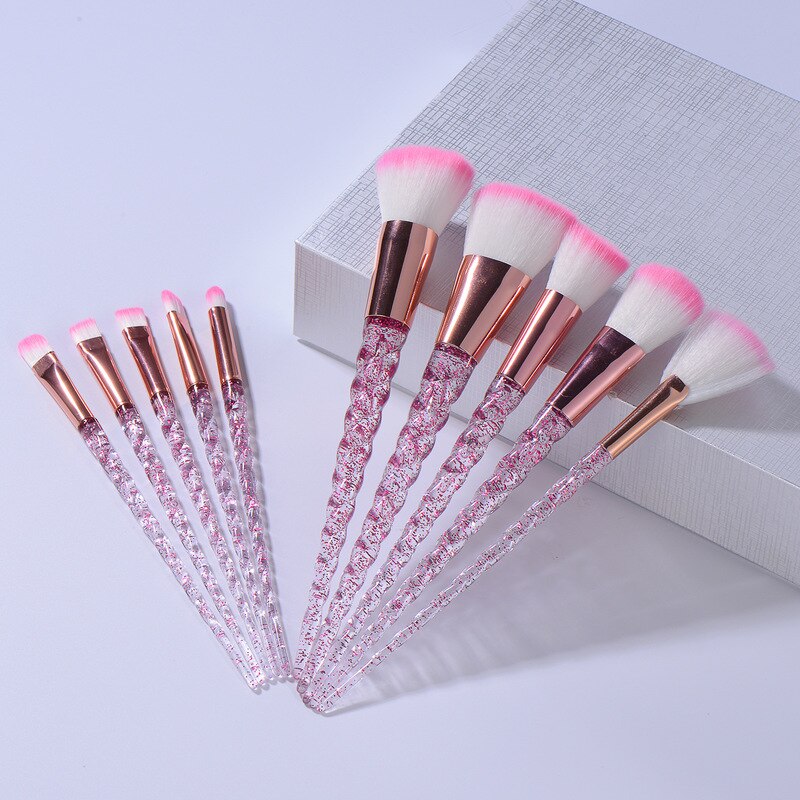 10Pcs Diamond Make-Up Kwasten Set Crystal Brush Powder Blush Foundation Oogschaduw Borstel Eenhoorn Make Up Kits Blending Brush