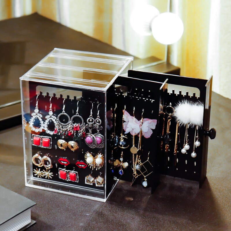 Boîte de rangement pour boucles d'oreilles, multifonction, présentoir Transparent pour bijoux colliers, maison, bijoux, anti-poussière