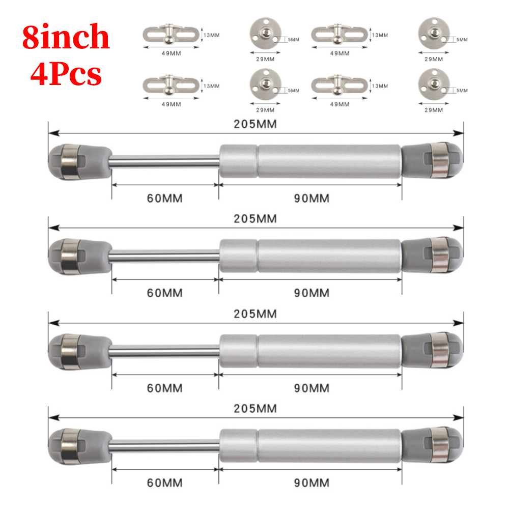 Amortiguadores de Gas para puerta de armario, soporte de tapa de resorte de Gas de 100N/10KG, accesorios de Gas, amortiguadores, bisagra hidráulica para armario de cocina, 2/4 Uds.