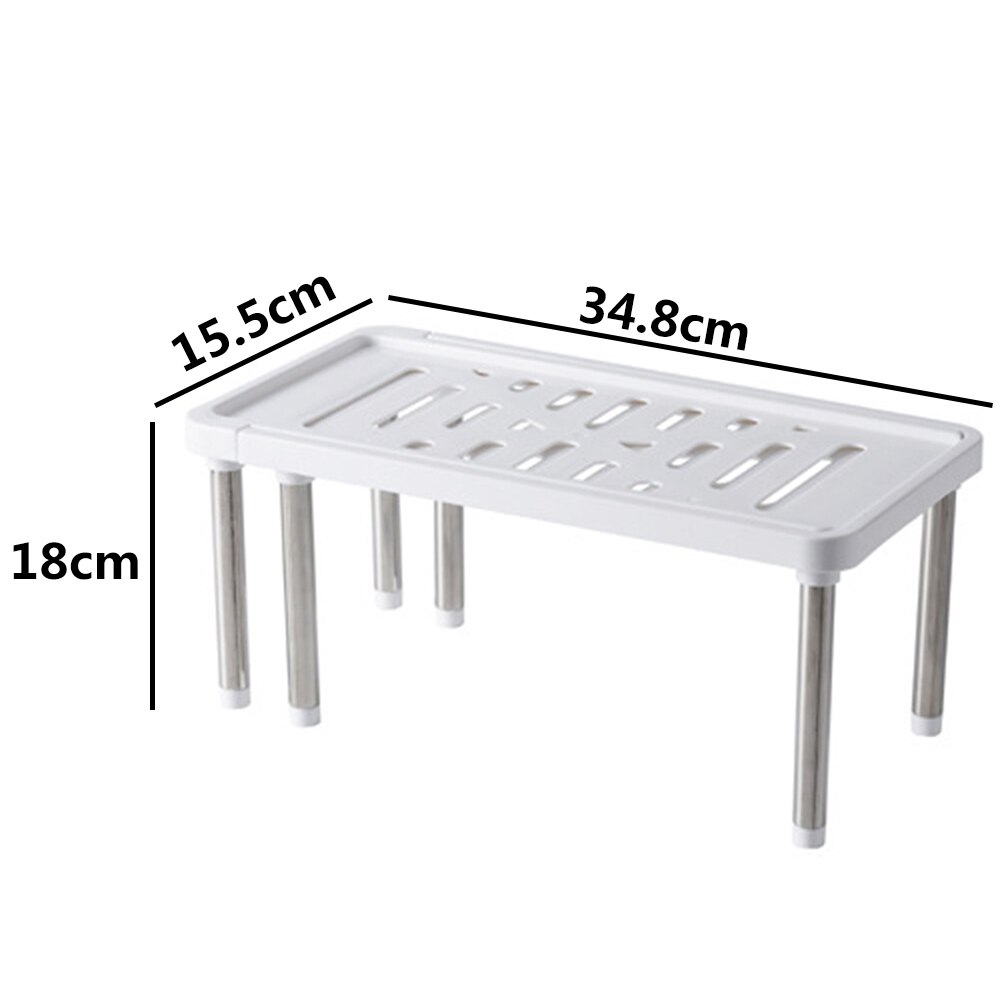 Retractable Shelf Stackable Sliding Rack Organizer Shelfs Kitchen Iron Storage Rack For Cabinets Tableware Countertops For Home: White