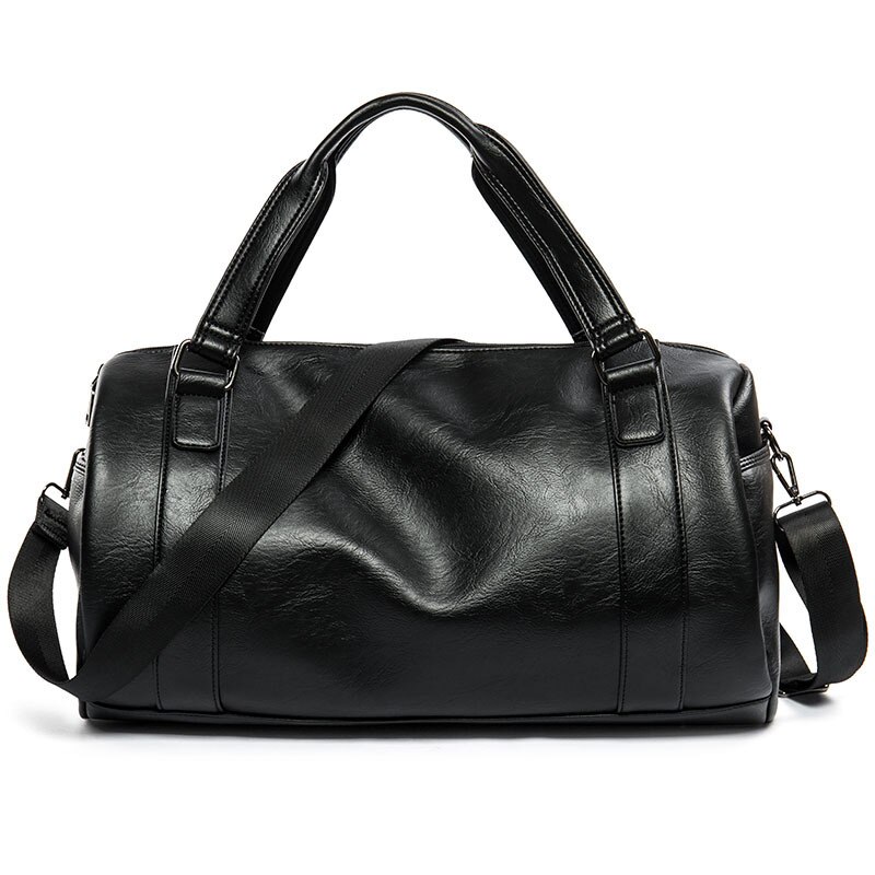Mannen Mode Emmer Reistas Waterdicht Pu Lederen Bagage Tas Mannelijke Effen Zwarte Handtas Grote Schoudertas Casual Tote retro