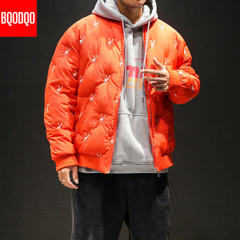 Japansk jakke menn vinter parka hjort broderi termisk hip hop jakker for menn store szie merke baseball krage kåpe