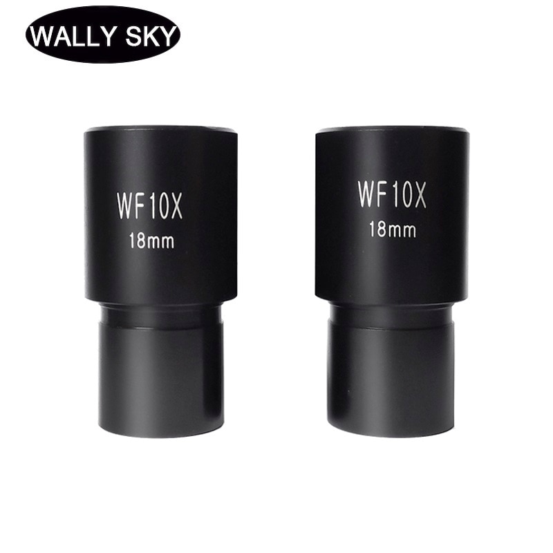 One Pair WF10X Eyepiece Wide Field View 18mm Optical Lens Eyepiece for Biological Microscope Eyepiece Lens Mounting Size 23.2mm