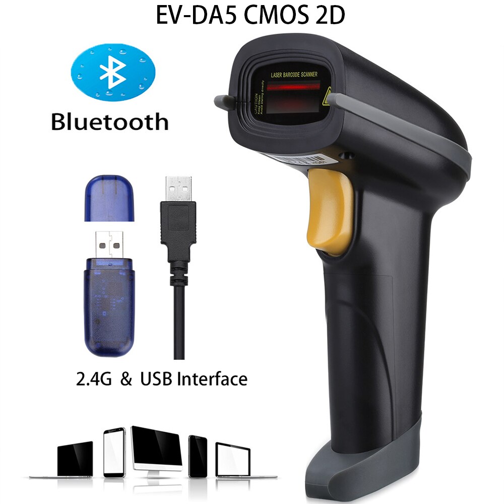 Evawgib 1D 2D PDF417 Barcode Scanner Usb 2.4G 433Mhz Bluetooth Barcode Scanners Handheld Barcode Reader Goedkope Barcode Scanner