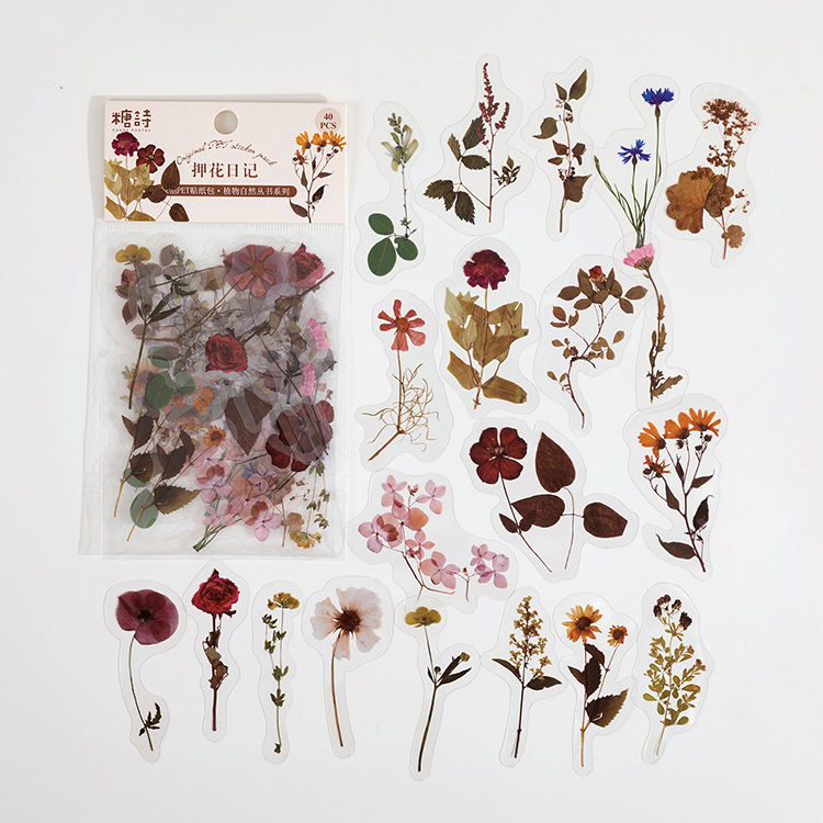 Colección de plantas naturales, pegatinas decorativas de PVC de hojas verdes, etiqueta para álbum de recortes, diario, papelería, álbum, taza para teléfono, planificador diario: Azul oscuro