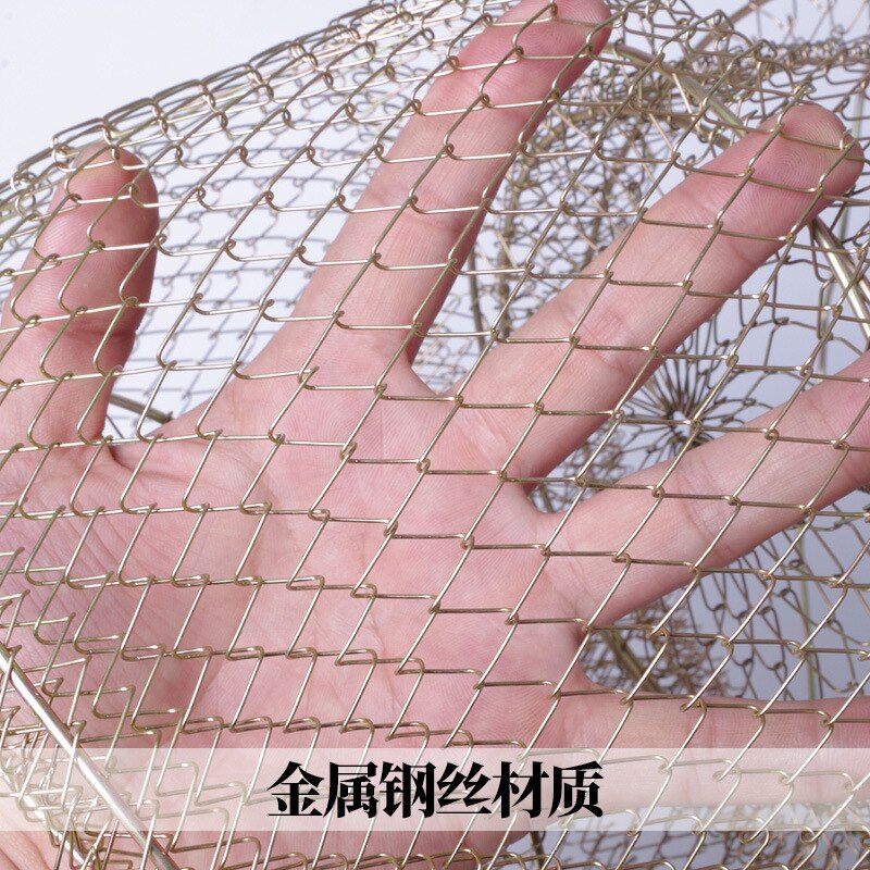 Foldable Metal Wire Fish Basket Crab Traps Baskets Shrimp Iron Small Mesh Accessory Net Fishing