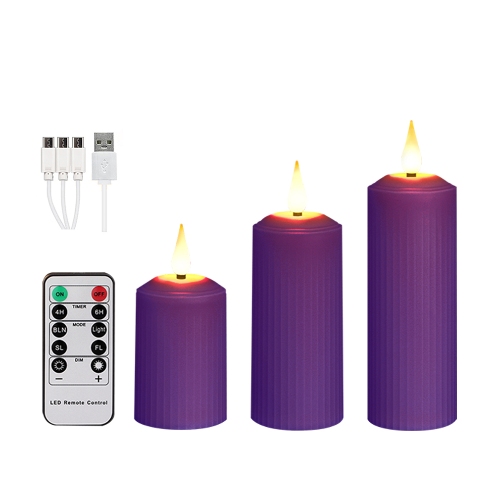 Velas Led recargables por Usb, llama parpadeante con Control remoto, luz impermeable, velas de boda, lámpara de vela de decoración del hogar: Crema