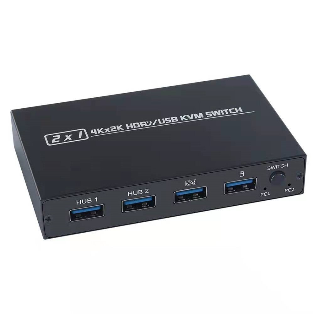 Interruptor KVM 4K compatible con HDMI, caja de 2 puertos USB para teclado y ratón de Monitor compartido, impresora EDID / HDCP adaptable, Plug And Play 4.