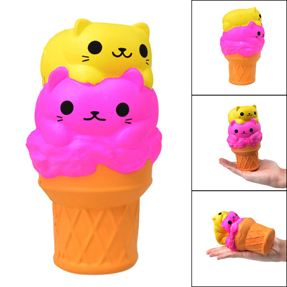 Jumbo Squishy Ranbow Ice Cream Cone Jumbo PU Slow Rising Soft Squishes Lovely Toys Stress Relief Toy F4