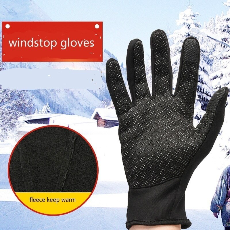Gants en polaire écran tactile antidérapant étendu 24cm polaire chaude imperméable/coupe-vent gants d'hiver unisexe gants pour SmartPhone