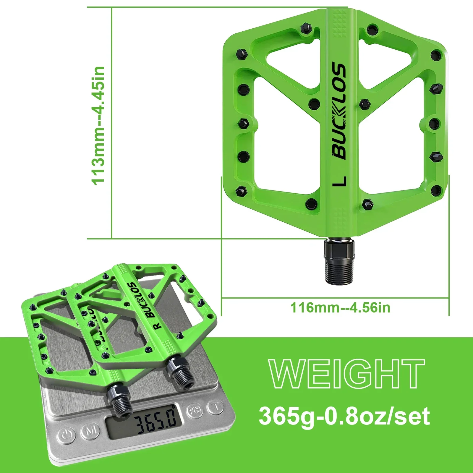 BUCKLOS Bike Pedal Nylon Durable Bicycle Flat Pedal Mtb Non-slip Mountain Bike Pedals Waterproof Road Bicycle Pedals Bike Parts: Light Grey