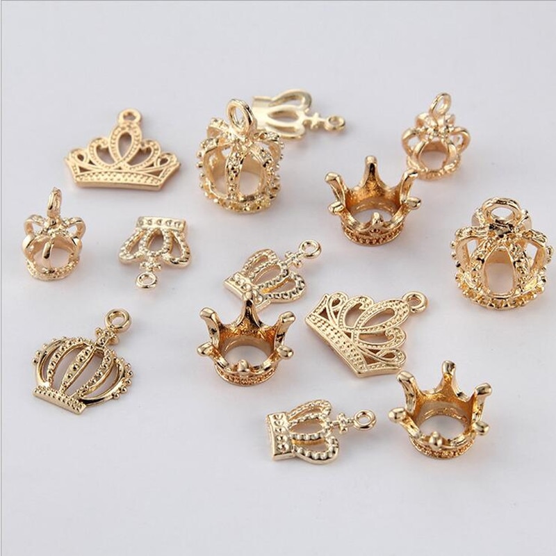 20 Stks/partij Goud Kleur Plated Koperen 3D Princess Crown Charms Hanger Voor Sieraden Maken Diy Handgemaakte Armband Bevindingen Craft Z620