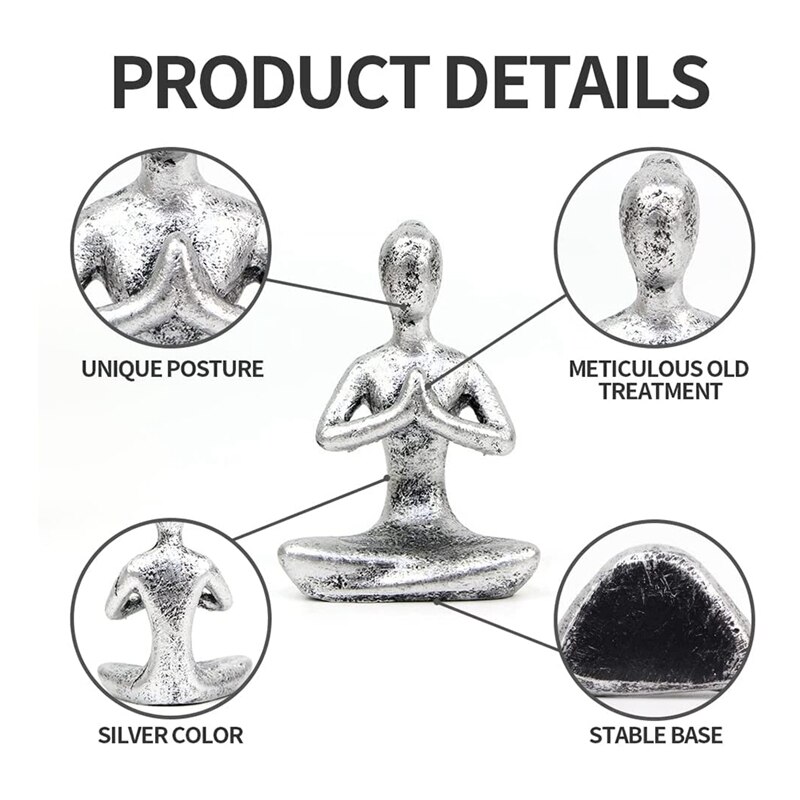 Statue de Yoga Zen, ensemble de 4 pièces, Sculpture en résine, décoration de la maison, Pose de Yoga