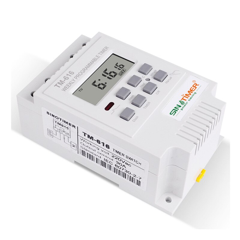 Sinotimer TM616W-2 30A 220V Elektronische Wekelijkse Programmeerbare Digitale Schakelklok Relais Timer Timer Din Rail Moun