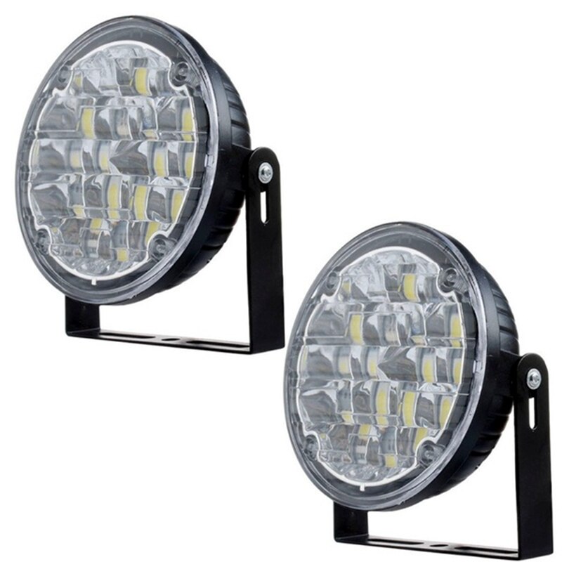 2x 12v dagrijverlichting drl mistlamp helder wit 18 led ronde auto rijden