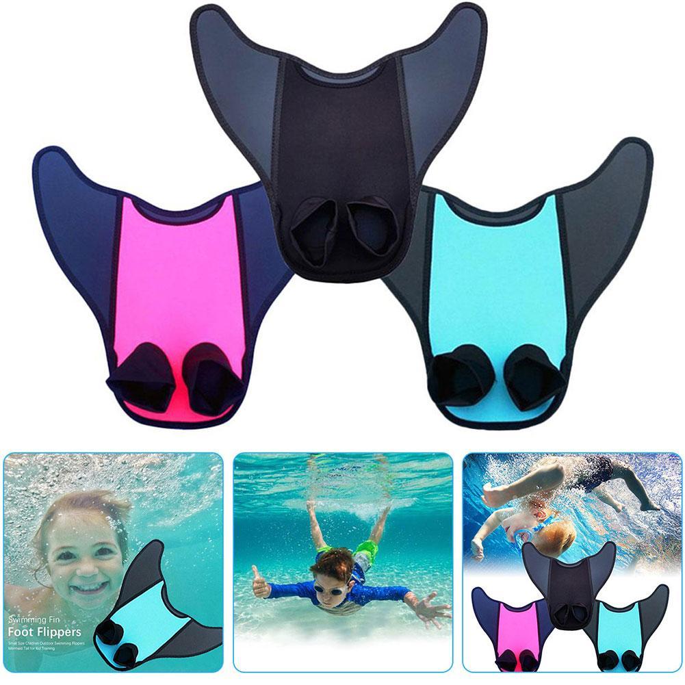 Aletas de natación de sirena para chico y niño, aletas de pato de goma cortas, tamaño ajustable, neutras, equipo de buceo