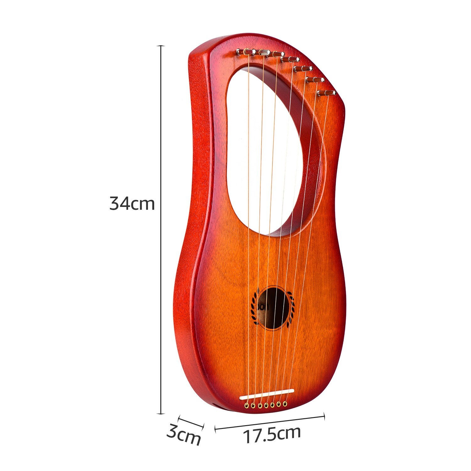 Ammoon 7-- strengs lyreharpe lyre i gammel stil okoume trestrengeinstrument med bæreveske/ ekstra strengesett / 2 stk plukker