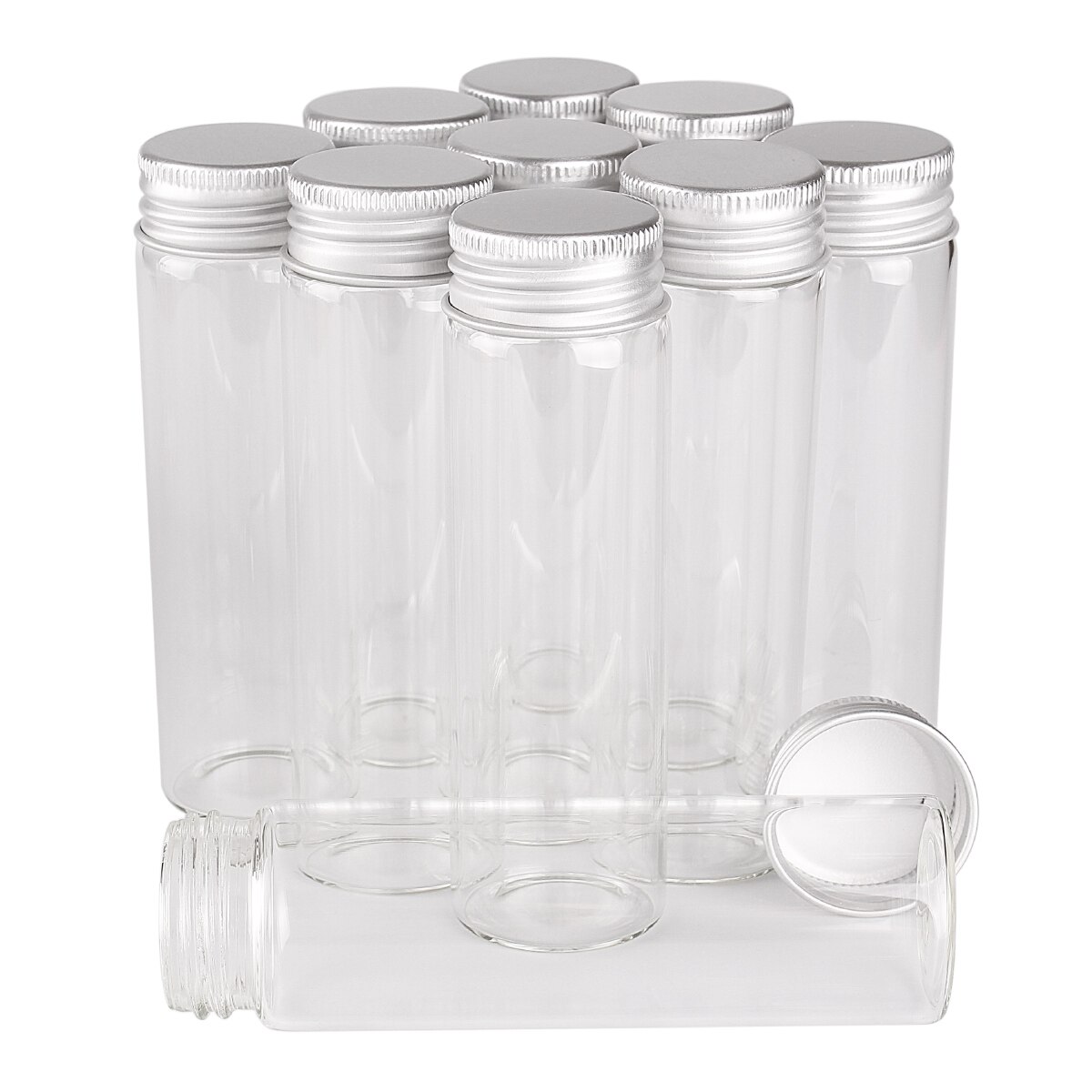 48 Stuks 50 Ml Glazen Flessen Met Aluminium Deksels 30*100 Mm Glazen Potten Voor Bruiloft Ambachten
