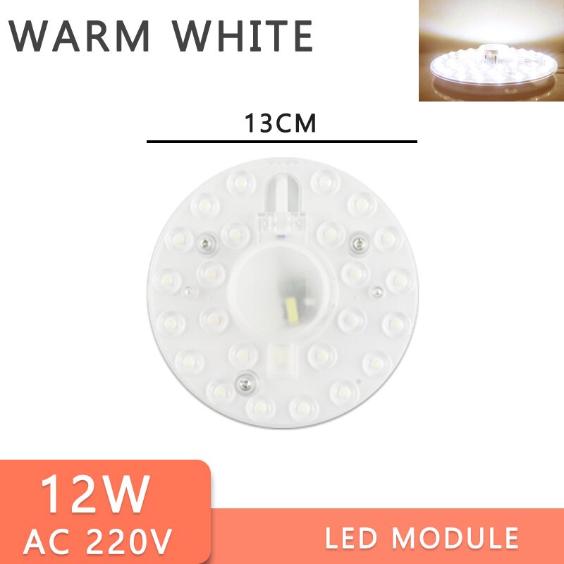 LED Module LED Panel Ceiling Light Lamp MINIModule Replace Accessory Magnetic Source Light Board Bulb Long Life 220V 12W 18W 24W: LED Module Warm 12W