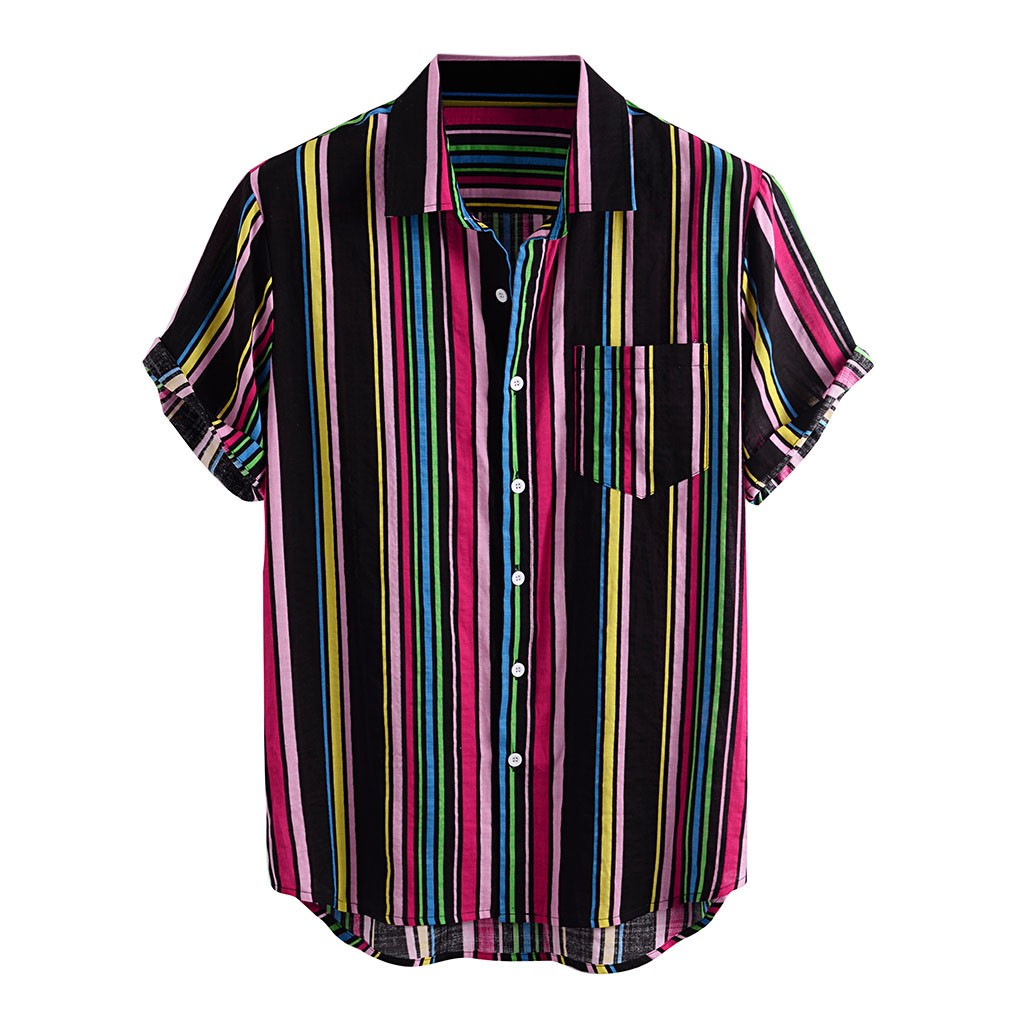 Rayure impression été chemises Streetwear grande taille Style ethnique hommes Blouse hawaïenne décontracté hommes chemise homme