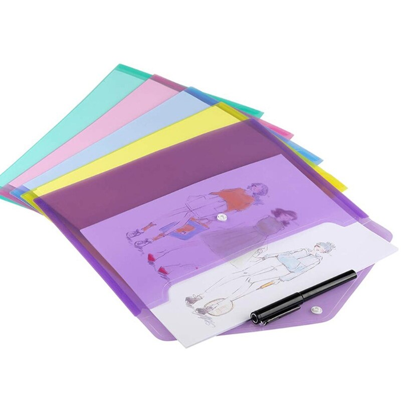 Plastic Envelopes Poly Envelopes, 10 Pack Clear Document Folders US Letter A4 Size File Envelopes with Label Pocket & Snap