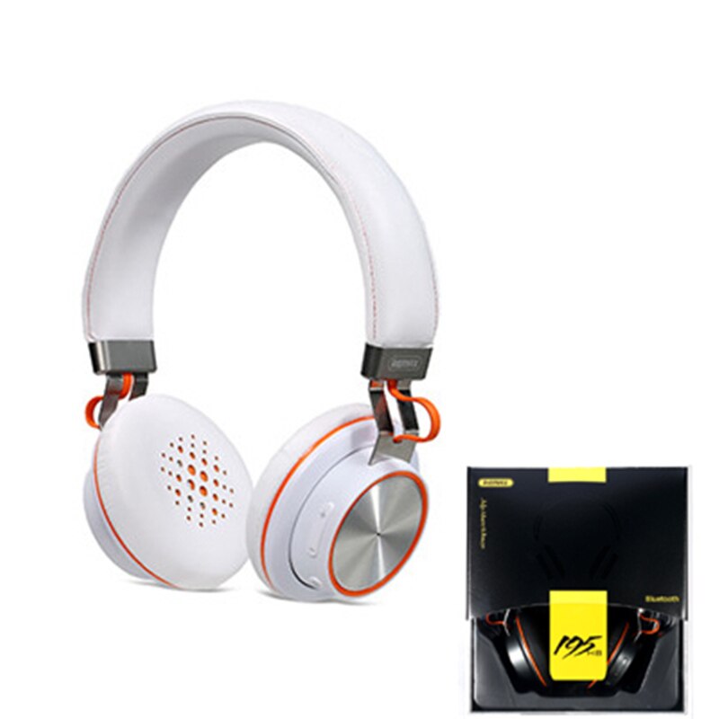 195hb bluetooth hörlurar stereo handsfree trådlösa headset hörlurar med 3.5mm pluggar mikrofon trådlös + trådbunden hörlurar: Vit