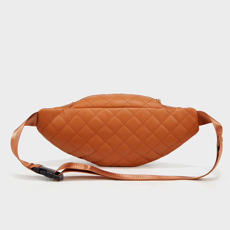 2022 linger brusttasche aus massivem pu-leder mit rautenmuster, damen-brusttasche, schwarze gürteltasche und geldbörse