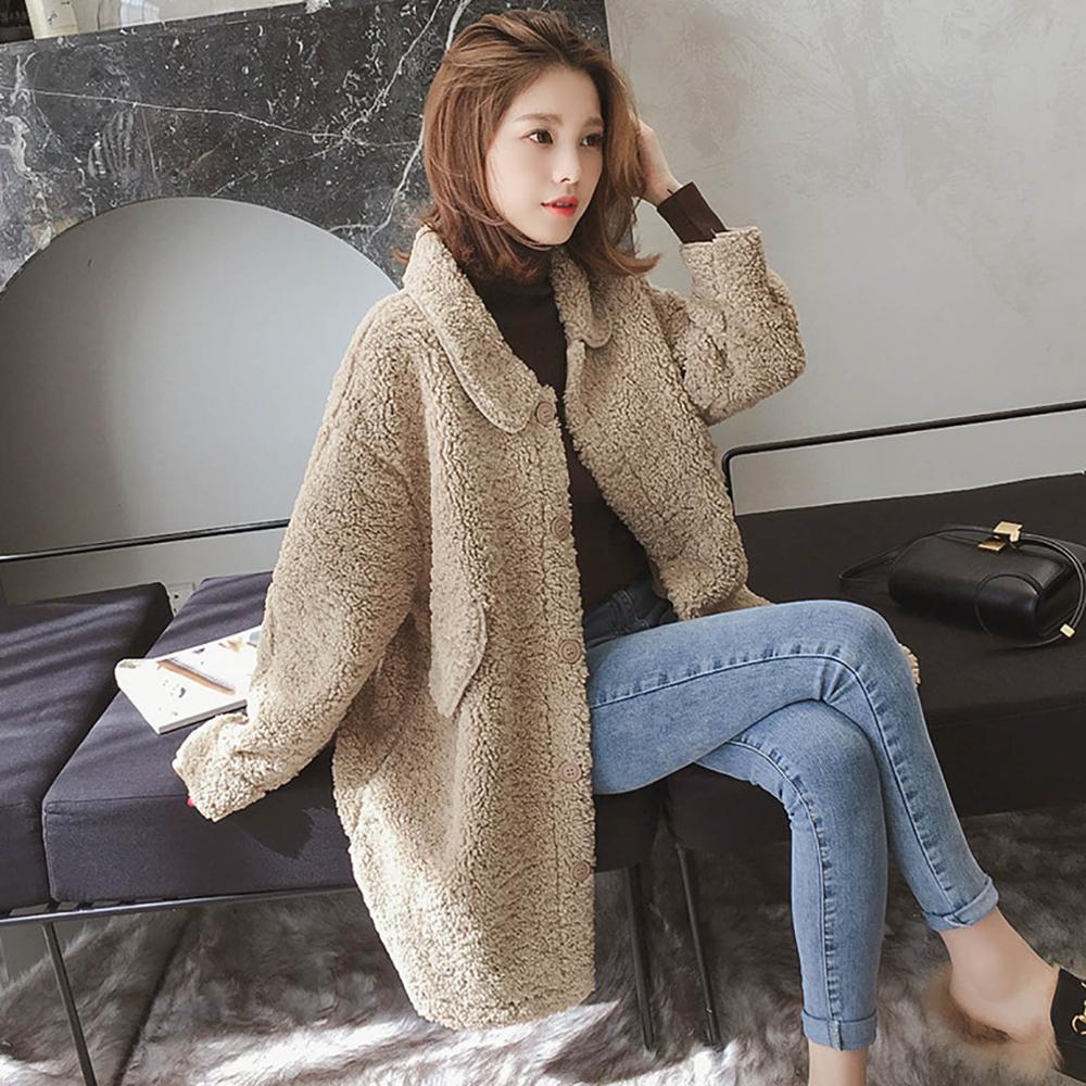 Cappotto Teddy Jas Dames Coat Woman Winter Mid-Length Lmitation Lamb Wool Loose Hairy Coat Chaqueta Polar Mujer