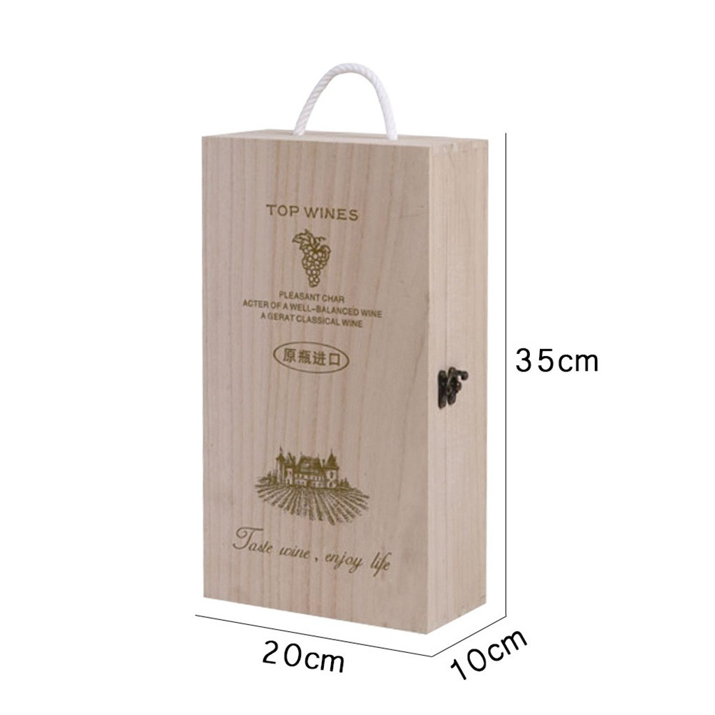 Wooden Wine Box Double Bottle Strap Crates Shell Home Decoration Wine Packing Box Storage Whiskey Packing Case