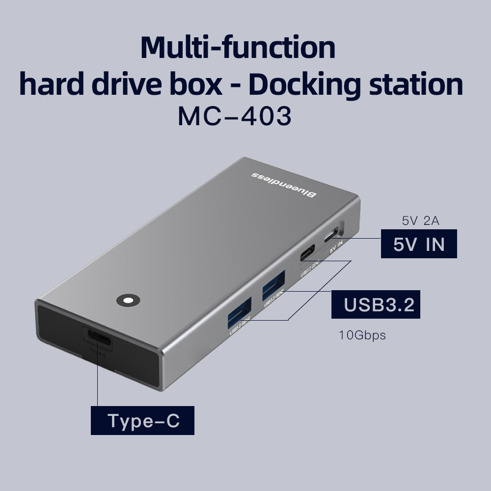 Blueendless m2 sata or m.2 NVMe SSD Enclosure with USB C hub Laptop Docking Station 4K 60Hz HDMI-Com USB3.2 100W PD SDTF 10Gbps: WHITE