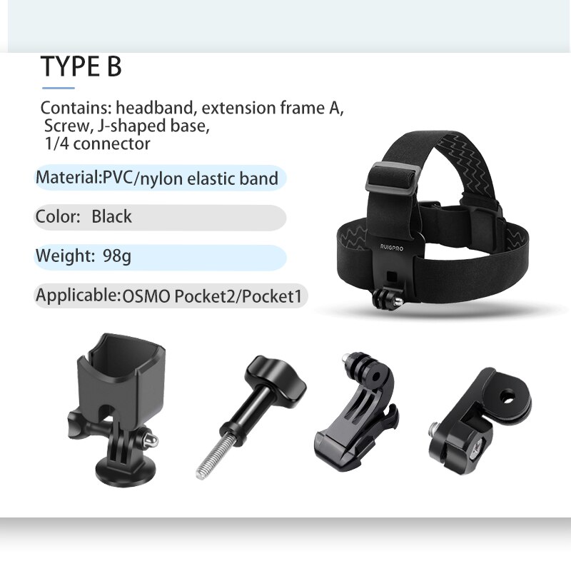 Kopfband mit fester klemmschraube und j-förmiger basis für dji osmo pocket 1 / osmo pocket 2 kameragimbal-zubehör: Typ b