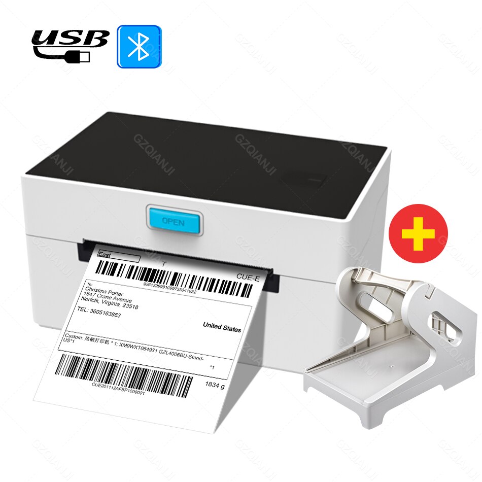 4x6 USB Bluetooth Thermal Printer Label Maker Sticker Label Barcode Printer for Express Label Printing High Speed