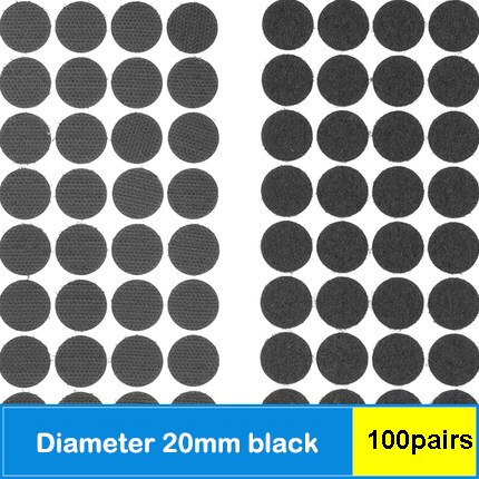 100 Pairs Self Adhesive Dots Round Nylon Black White Strong Self Adhesive Fastener Tape Disc Adhesive Strong Glue 10/15/20/30MM: 20MM Black