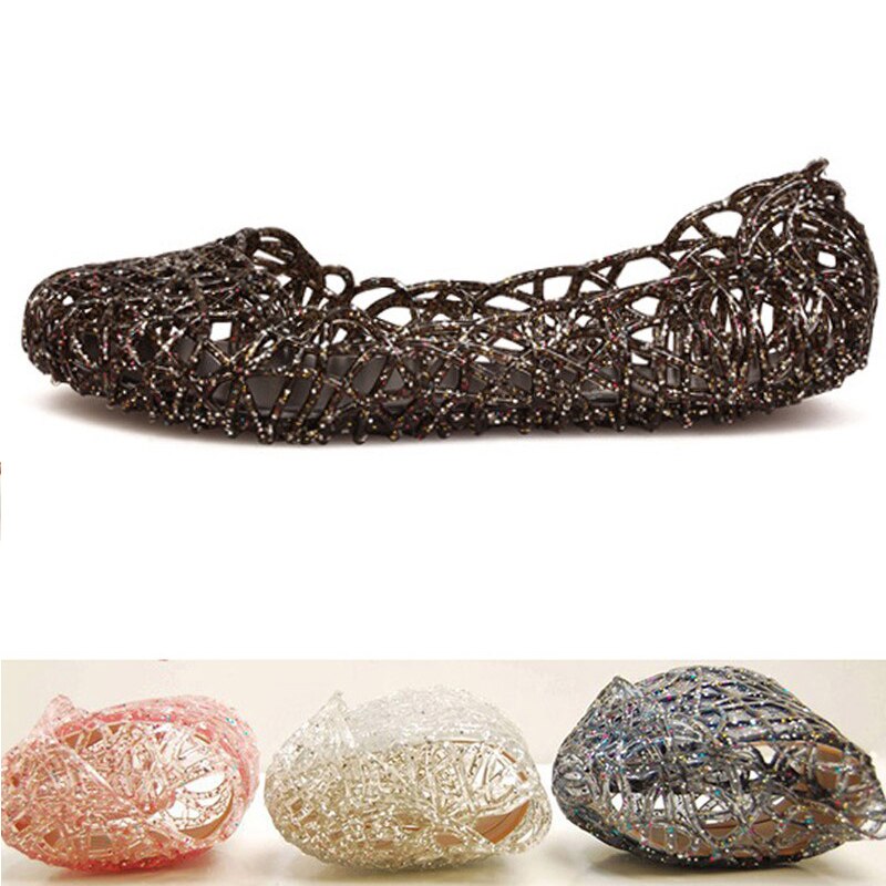 Women Sandals Summer Casual Jelly Shoes Sandals Hollow Out Mesh Flats Lady Girl Breathable Sandals 23-25cm