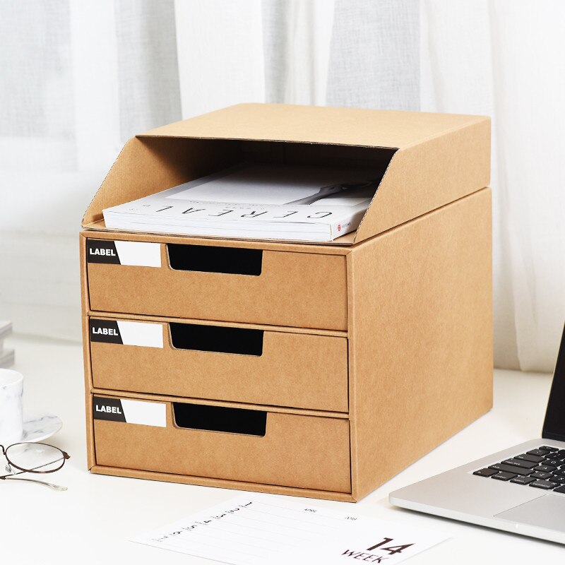 Multi-layer File Drawer Storage Box Multifunctional Kraft Paper DIY Sundry Document Home Cosmetic Jewelry Organizer