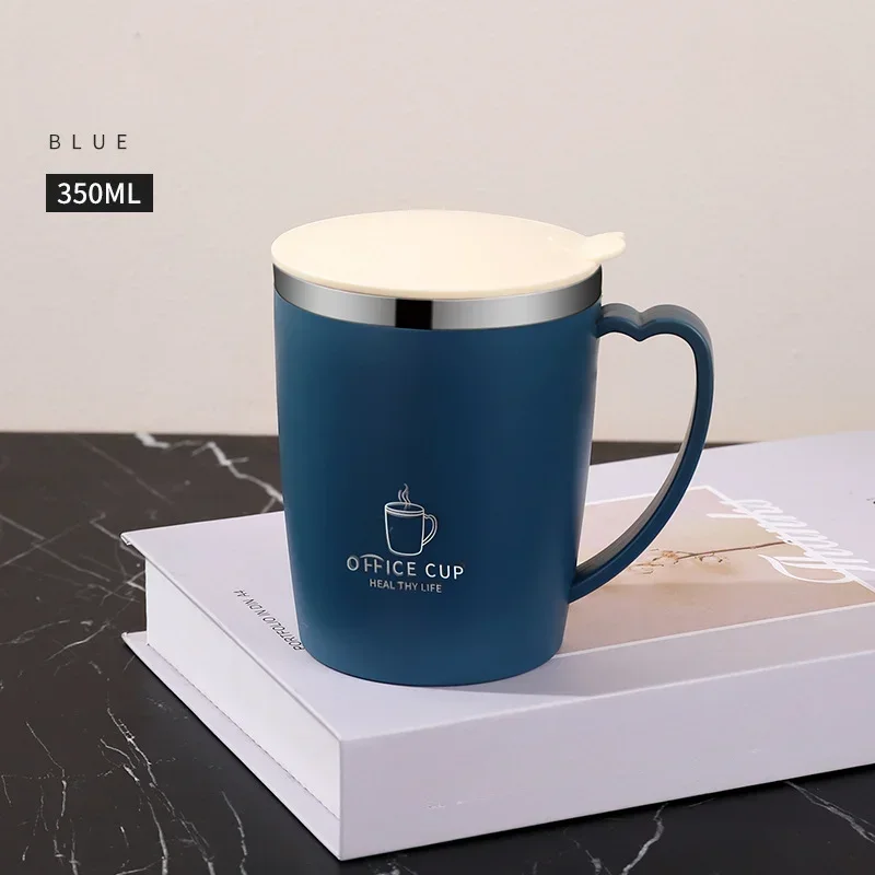 350ml Vacuum Cup Portable Mug Insulated Cup for Outdoor Traveling Double Wall Stainless Steel Coffee Cup with Handle and Lid Cia: Blue