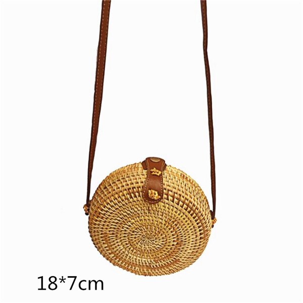 Gusure Vintage Handmade Crossbody Women Bag Round Beach Circle Rattan Bag Small Shoulder Bags Bohemian Handbags Travel Styles: style-16