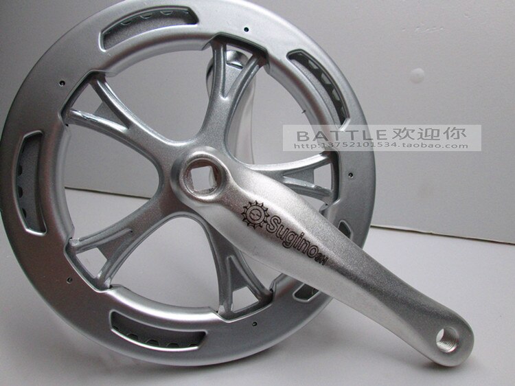 Road bike folding bicycle sprocket wheel aluminum alloy single speed sprocket 52T double chain sprocket wheel bicycle parts: silvery