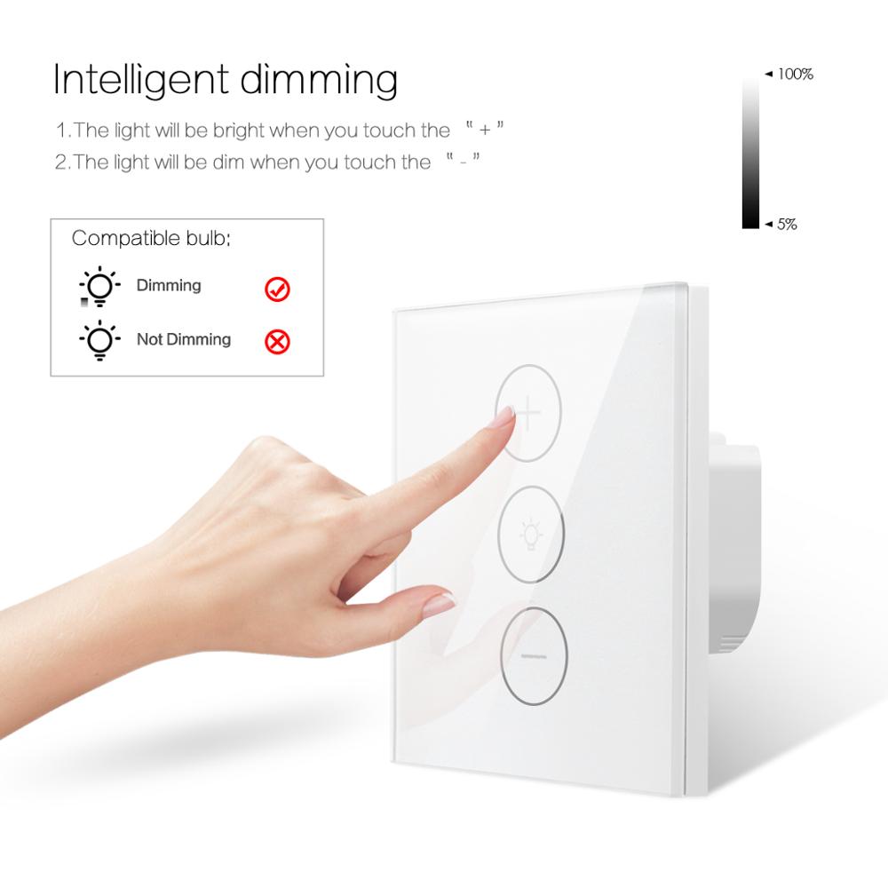 Tuya Smart Life LED Touch Panel Switch 110V/220V WIFI Dimmable Wall light Switch Voice Control Work with Alexa Google Home