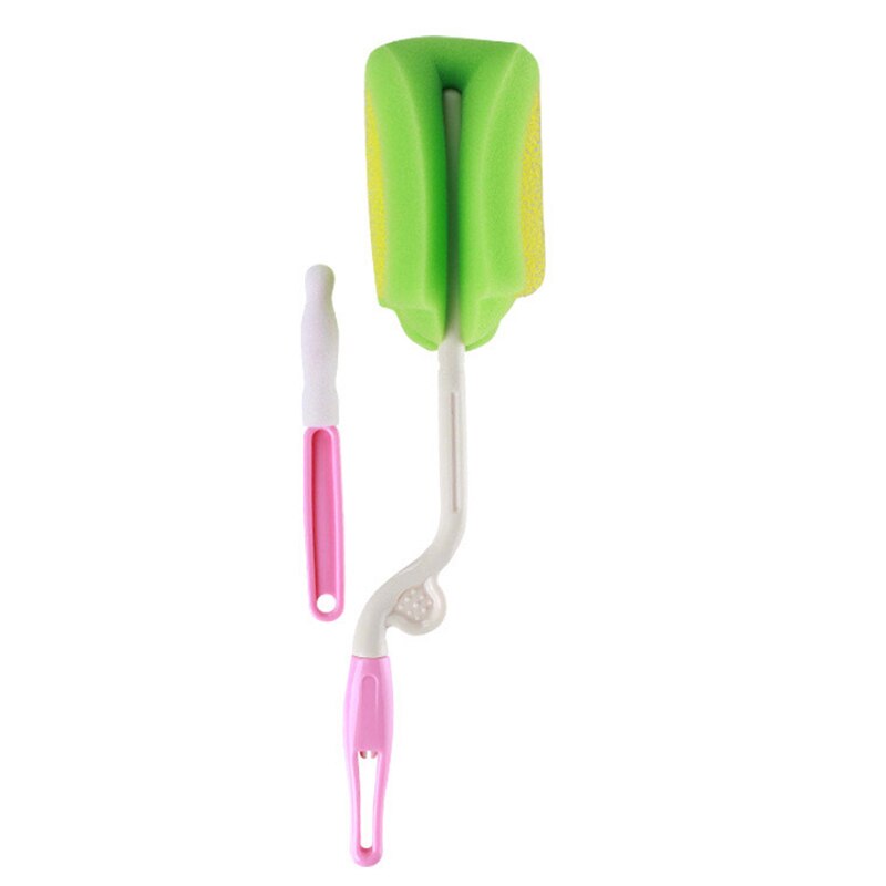 Two Pieces Baby Milk Feeding Bottle Sponge Brush Bottle Washing Cleaning Kitchen Cleaner Tool Random Color For Baby