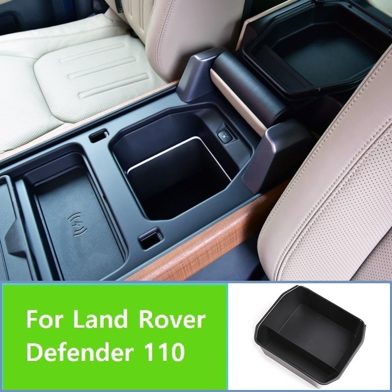 ! Black ABS For Land Rover Defender 110 Car Inner Armrest Storage Box Decoration Cover Trim Car Accessory