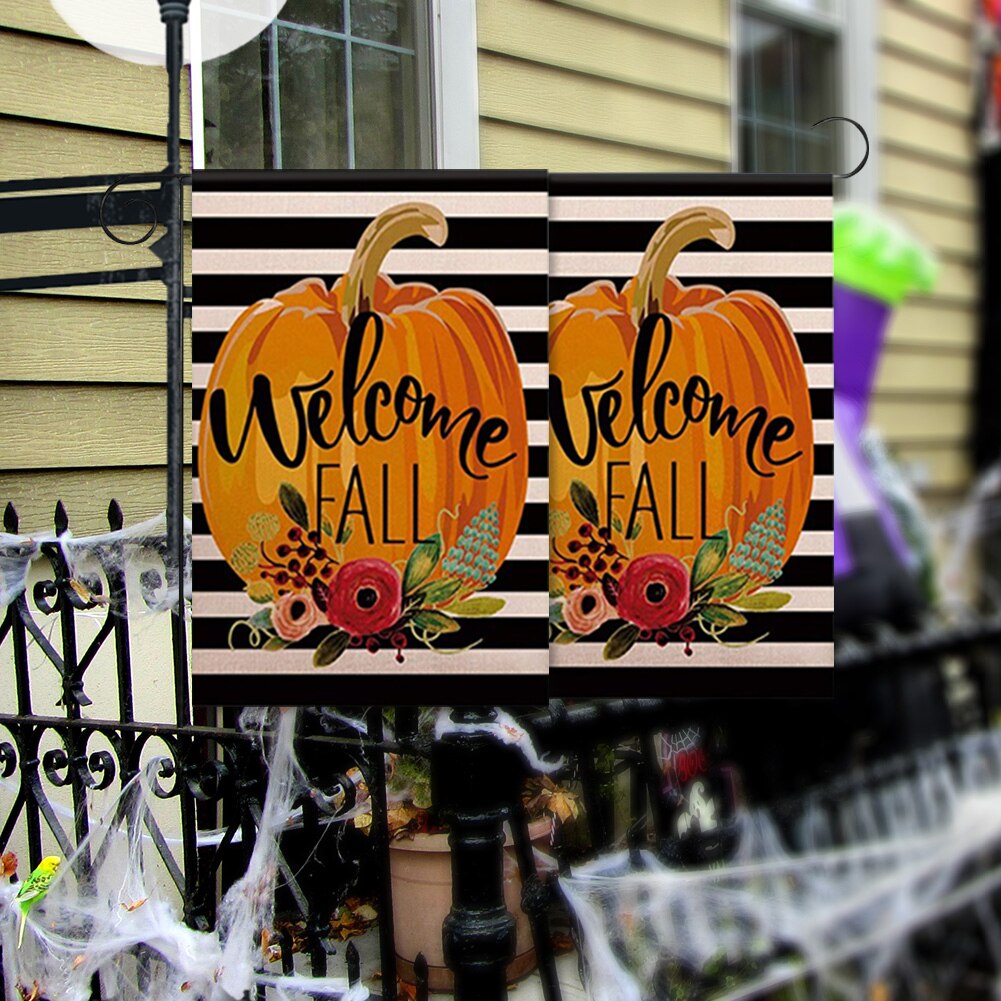 18/40 pouces bienvenue automne banderoles bannière en plein air fête impression drapeau décoratif Halloween accessoires décoration