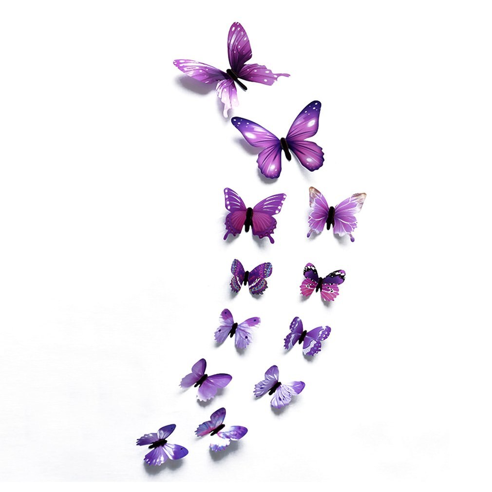 3d Vlinder Muursticker Vlinders Op De Muur Voor Koelkast Stickers Behang Voor Woonkamer Home Decor: purple