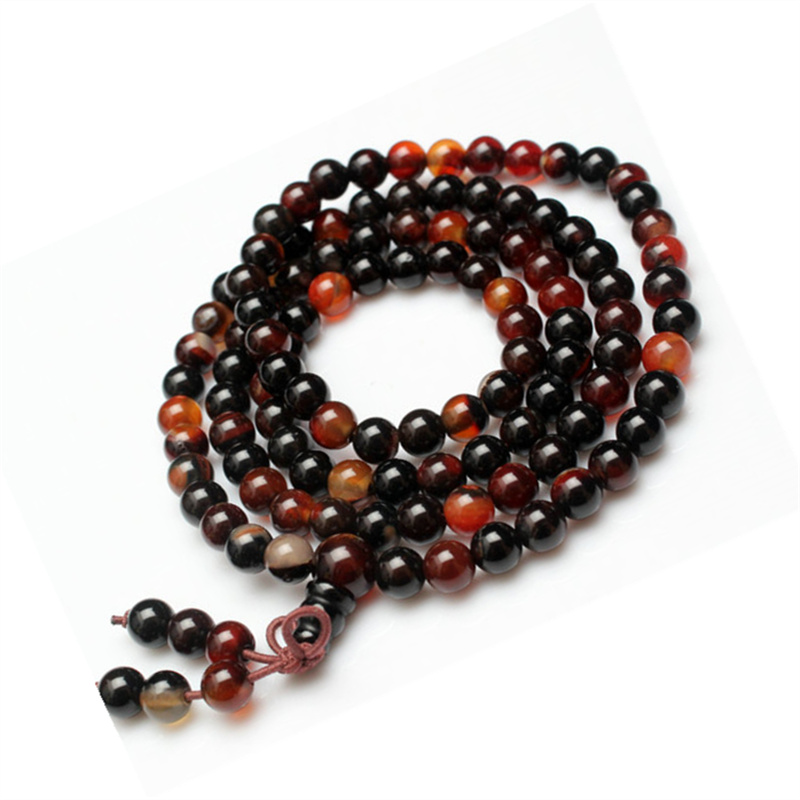 6mm rot und schwarze traumachate, runde Meditationen-mala-armbänder mit perlen für mädchen, bruder 928