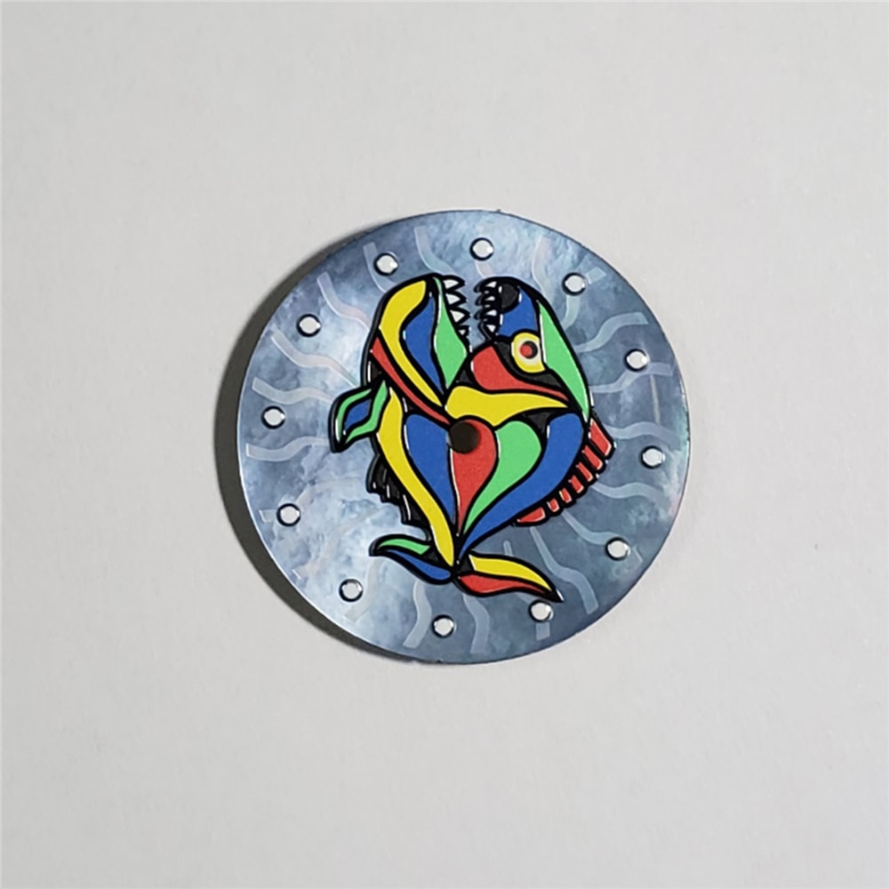 28.5Mm Fish Dial Voor NH35 NH36 8215 821A Uurwerk Cartoon Lichtgevende Deel