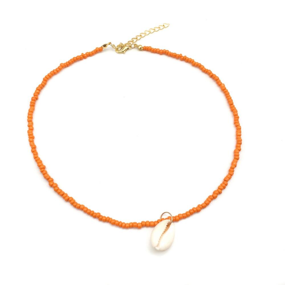 Proste koraliki shell Strand naszyjnik kobiety String z koralikami krótkie shell Choker naszyjnik biżuteria 16 cali Chokers naszyjnik prezent: 12