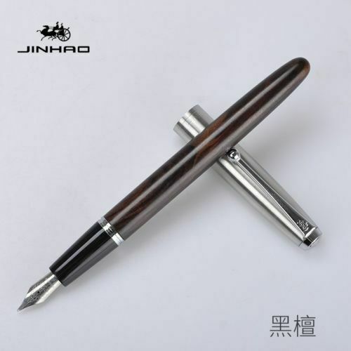 Jinhao 51a akryl/tre fyllepenn blekk penn kalligrafipenn ef/f/håndlaget erstatning fude nib skrivesaker kontor skolerekvisita: Svart tre f
