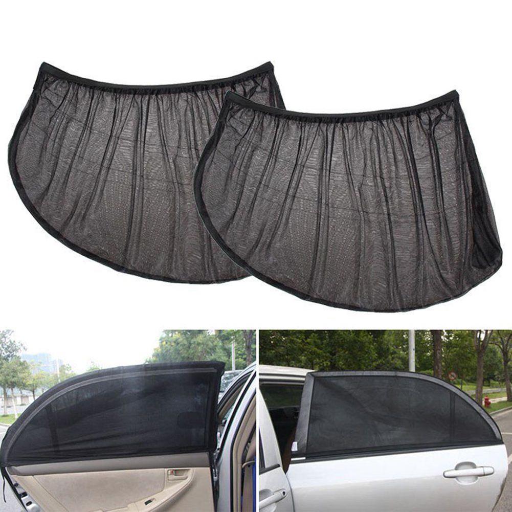 2pcs Black Side Car Sun Shade Rear Window Sunshade Cover Mesh Visor Shield Screen automobiles accessories